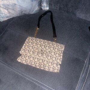 Salvatore Ferragamo Black and Cream Shoulder Bag